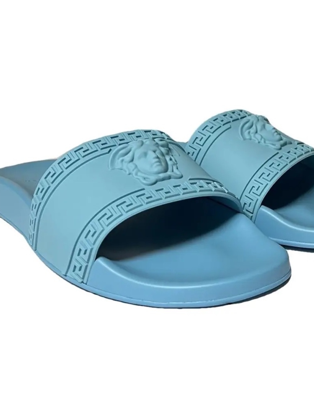 NIB VERSACE Men's Blue Palazzo Medusa Pool Slides Sandals Size 42